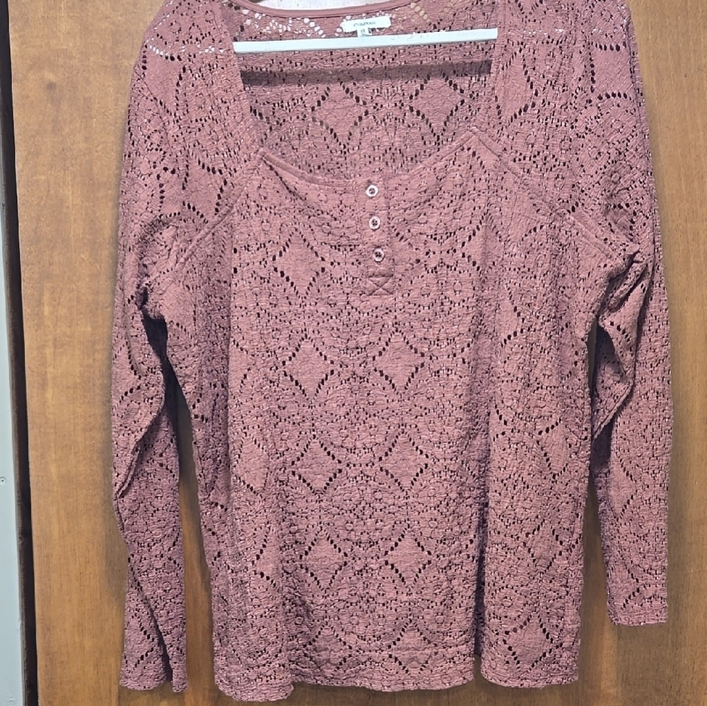 Maurices Pink Fitted Buttoned Blouse